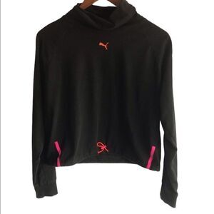 Women's Puma Black Athletic Turtleneck Pullover with Hot Pink & Orange